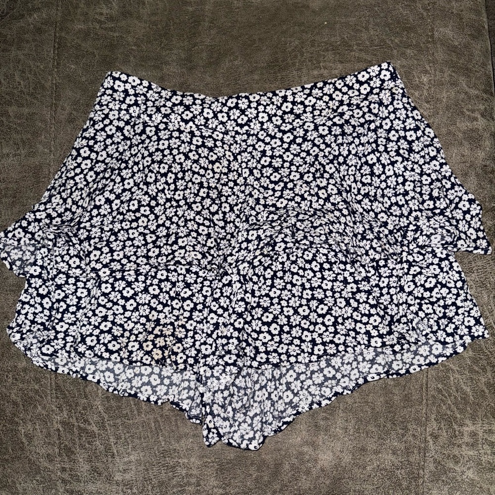 Altar'd State Black and White Skorts with Ruffled Tiers